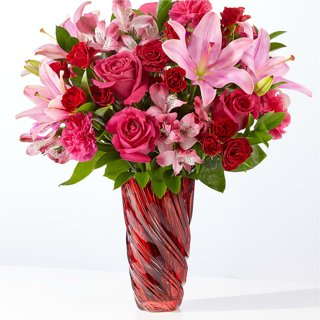 In Love Bouquet with Luxe Swirl Vase – Petal Palace, Lamesa TX