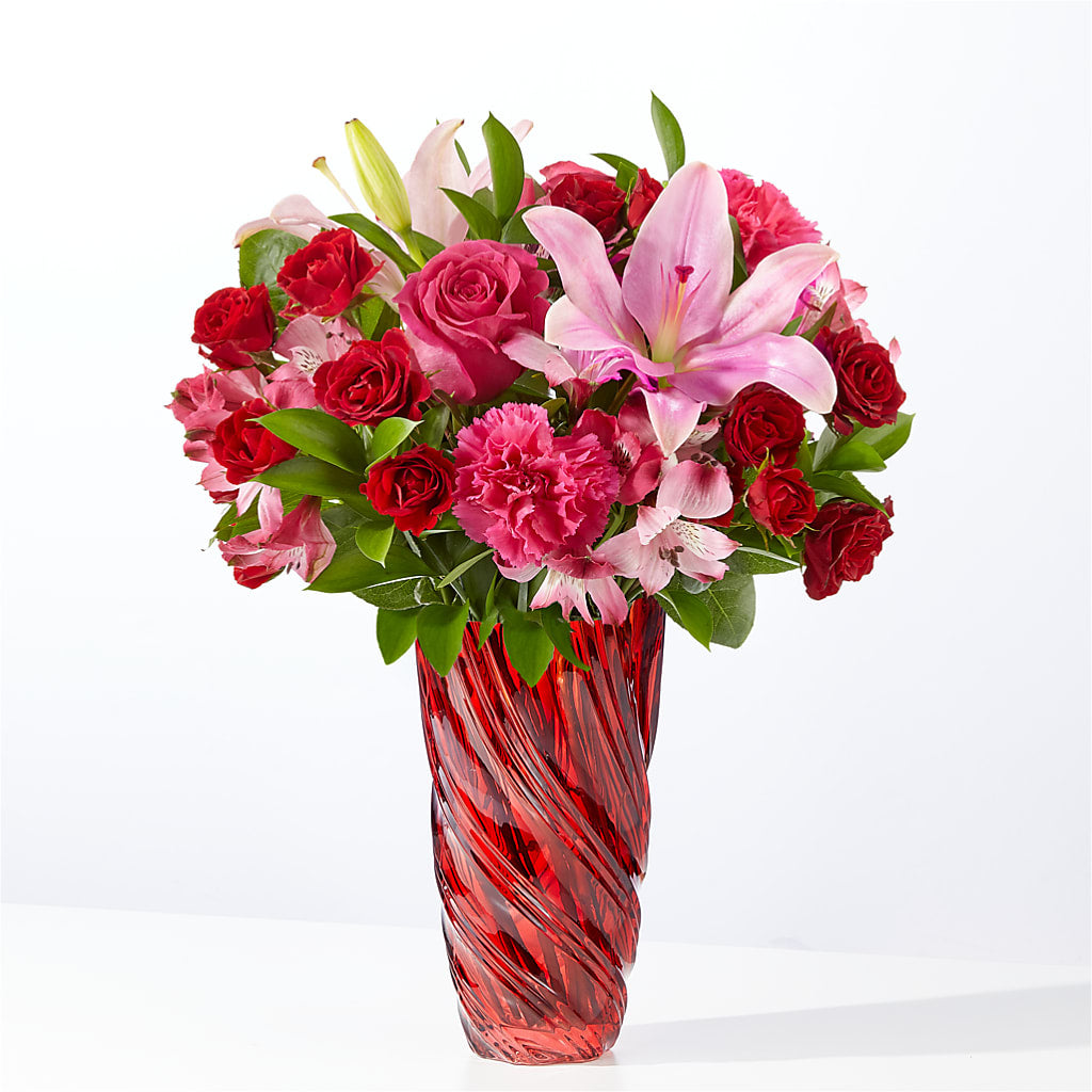In Love Bouquet with Luxe Swirl Vase – Petal Palace, Lamesa TX