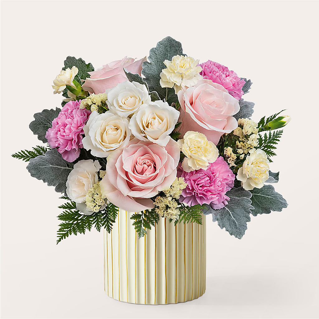 Blissful Moments Bouquet with Ivory Vase – Petal Palace, Lamesa TX