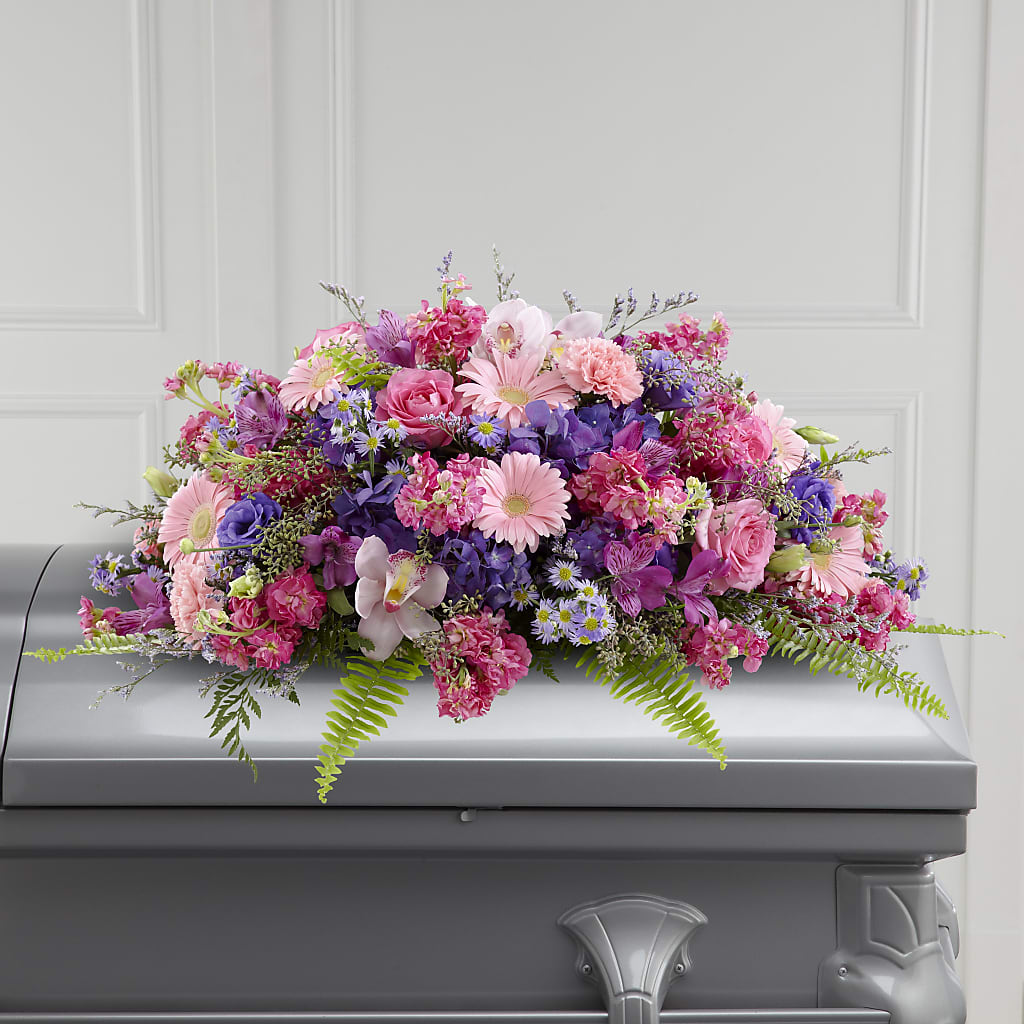 Glorious Garden Casket Spray – Petal Palace, Lamesa TX