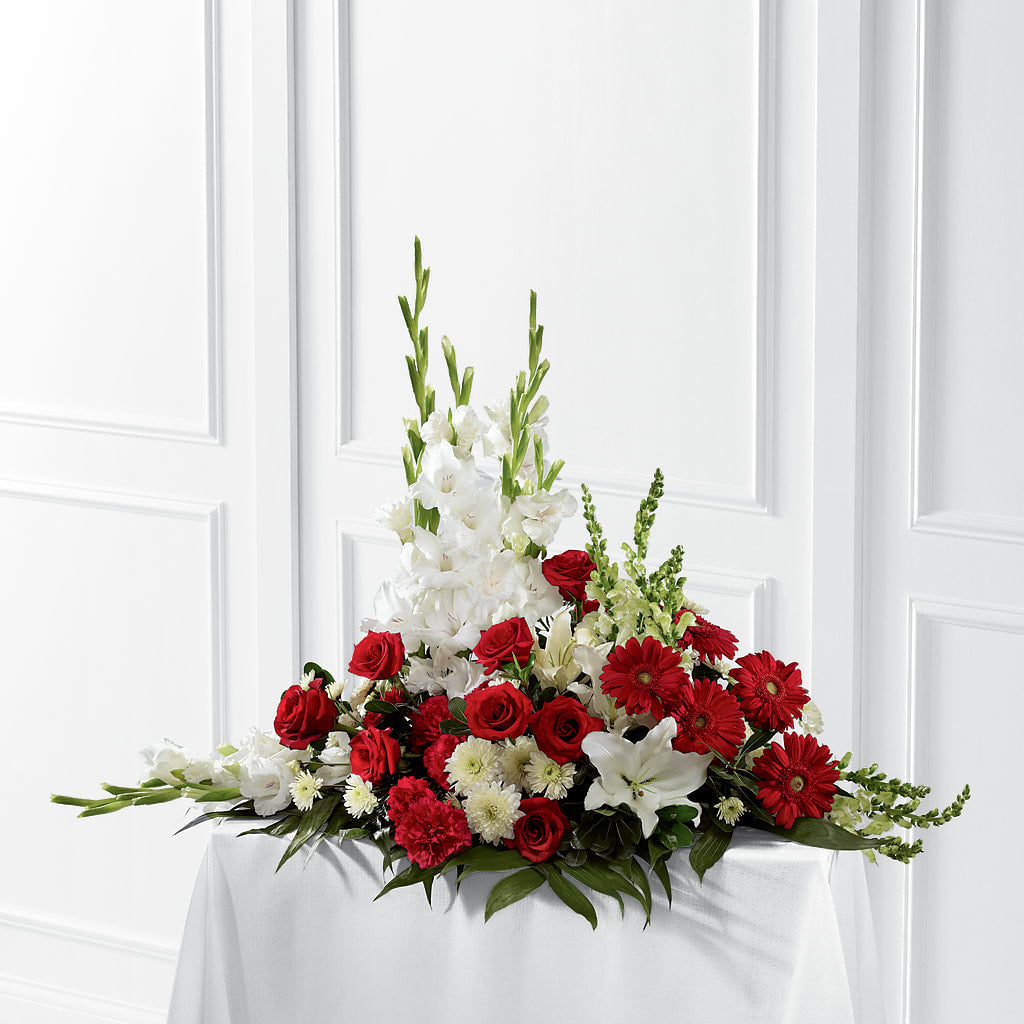 Crimson & White Arrangement – Petal Palace, Lamesa TX