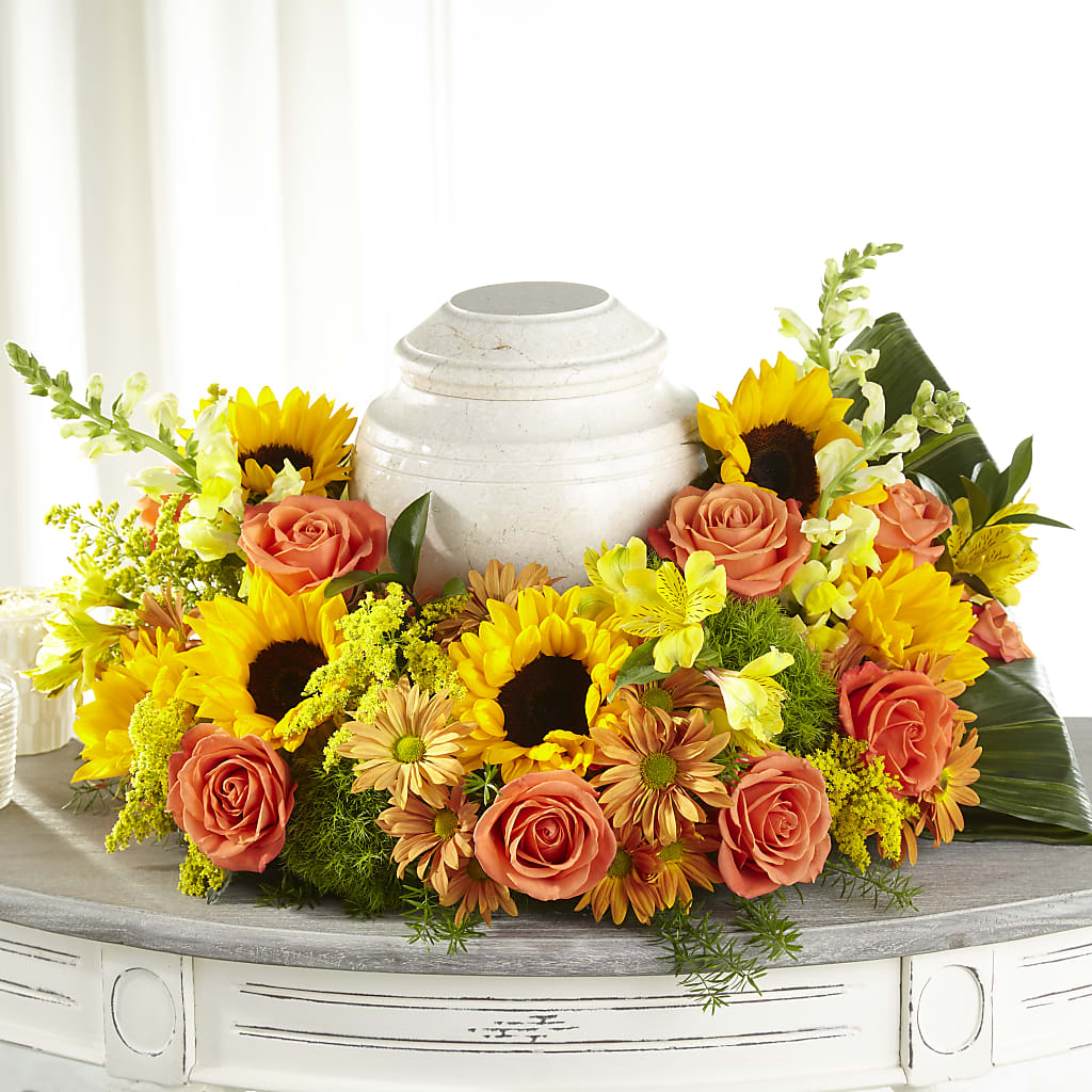 Faithful Sunflower Cremation Adornment – Petal Palace, Lamesa TX