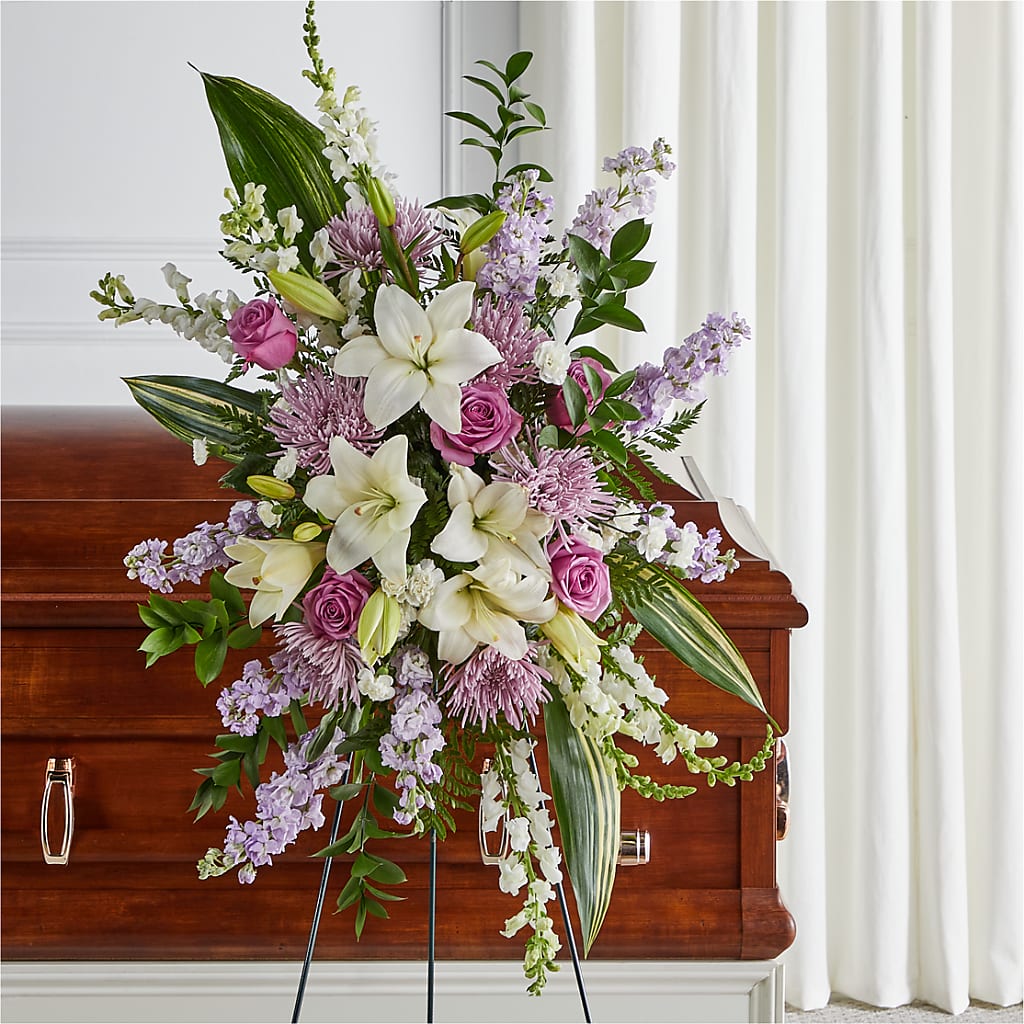 Grateful Hearts Standing Spray – Petal Palace, Lamesa TX