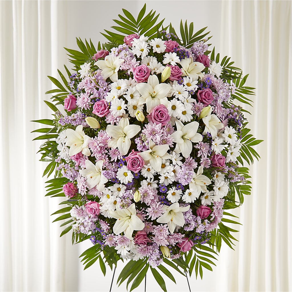 Surrounded by Love Standing Spray – Petal Palace, Lamesa TX