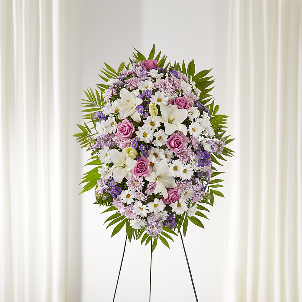 Surrounded by Love Standing Spray – Petal Palace, Lamesa TX