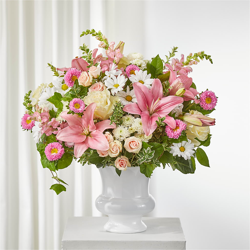 Empathetic Blooms Urn Arrangement – Petal Palace, Lamesa TX