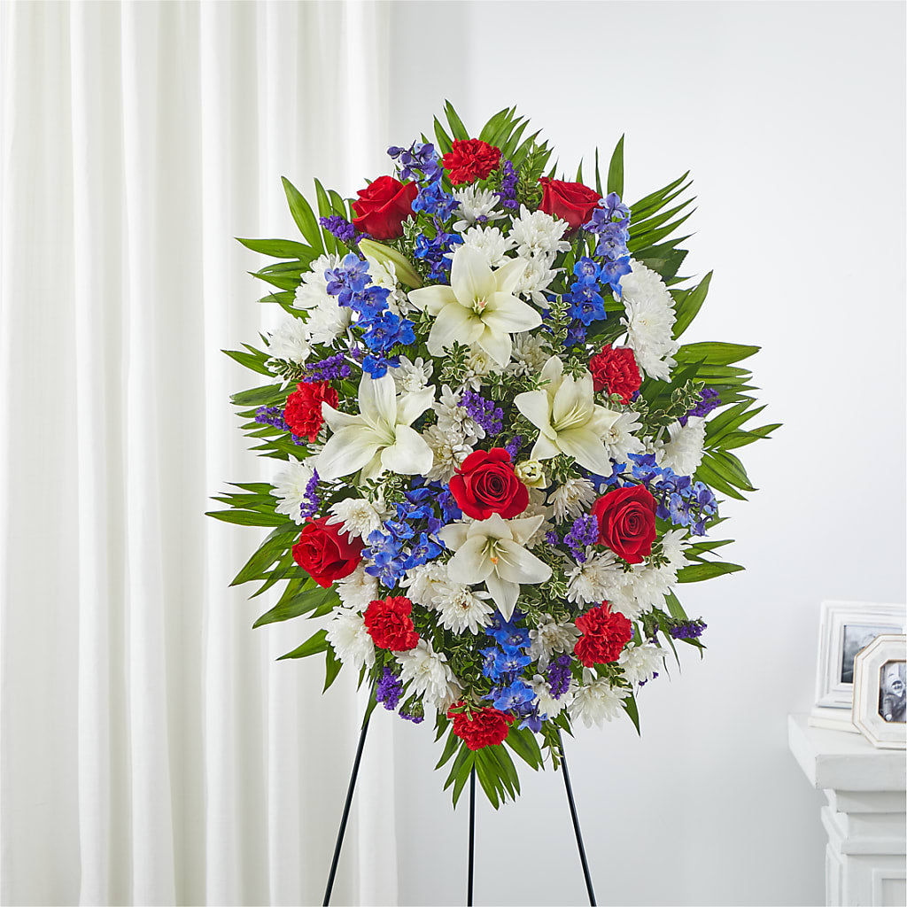 Cherished Service Standing Spray – Petal Palace, Lamesa TX