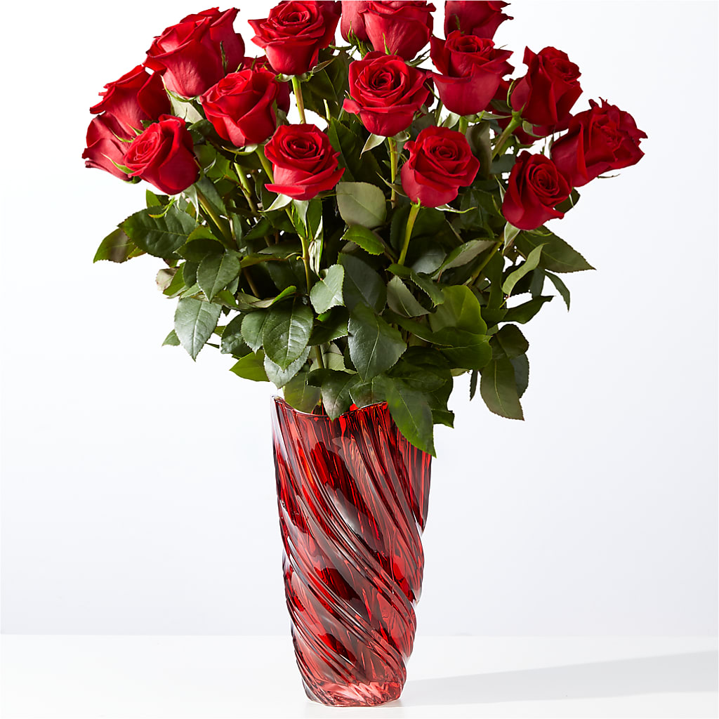 Classic Love Red Rose Bouquet with Luxe Swirl Vase – Petal Palace, Lamesa TX