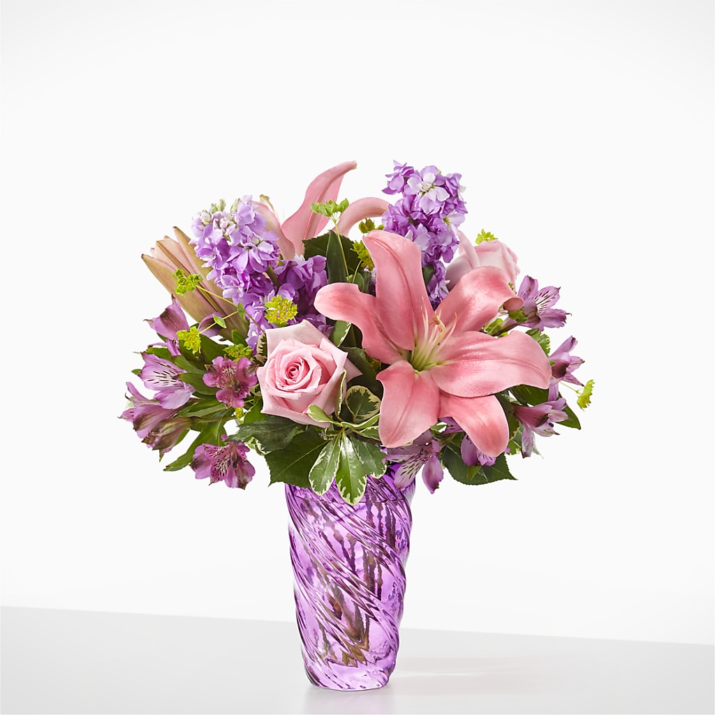 Precious Petals Bouquet with Luxe Swirl Vase – Petal Palace, Lamesa TX