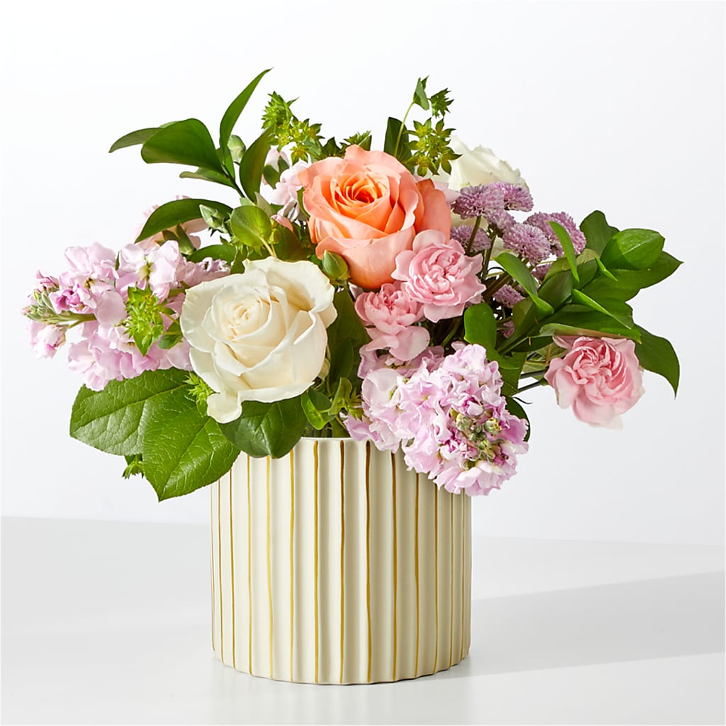 French Market Bouquet with Ivory Vase – Petal Palace, Lamesa TX