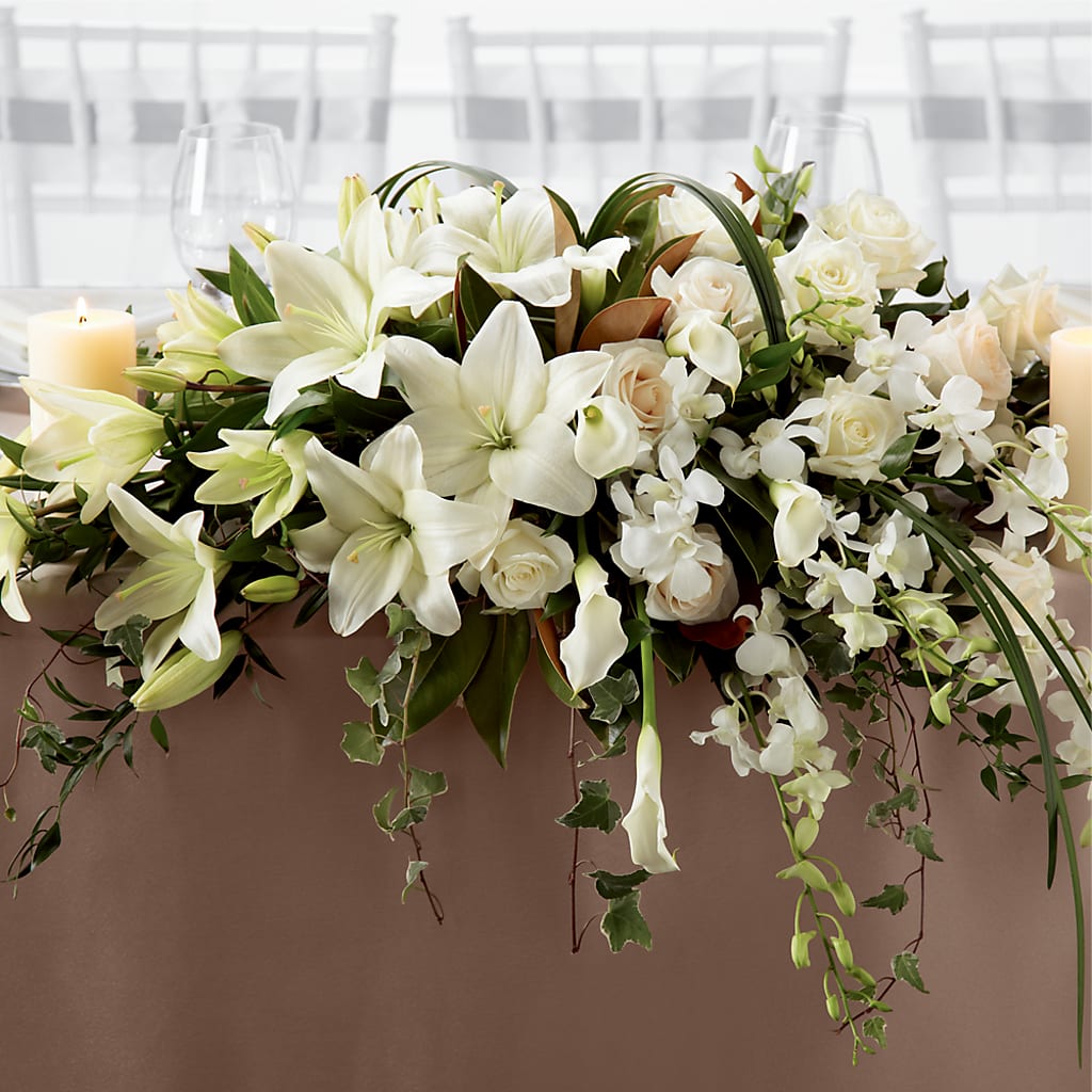 White Linen Arrangement – Petal Palace, Lamesa TX