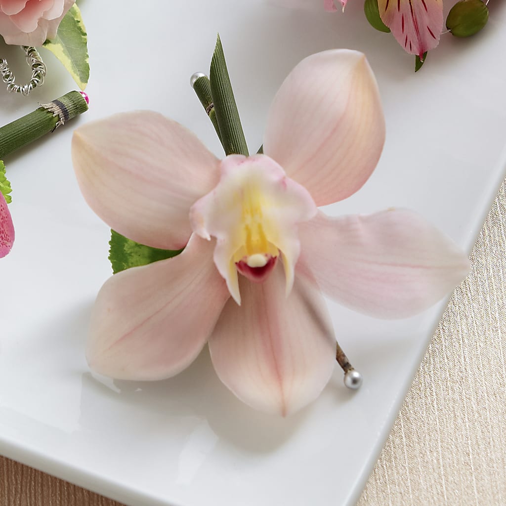 Pink Cymbidium Boutonniere – Petal Palace, Lamesa TX