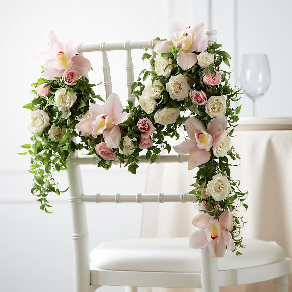 Orchid Rose Chair Décor – Petal Palace, Lamesa TX