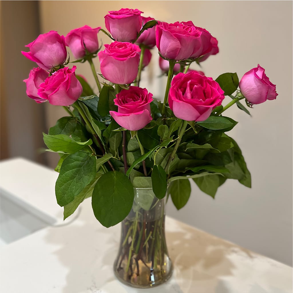 Long Stem Pink Rose Bouquet –  Petal Palace, Lamesa TX