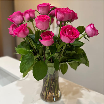 Long Stem Pink Rose Bouquet –  Petal Palace, Lamesa TX