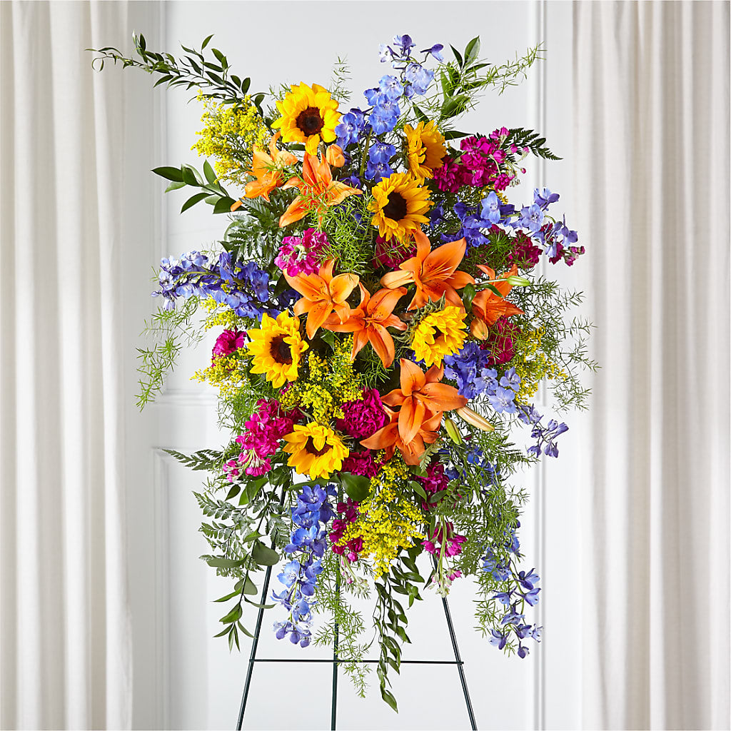 Sunlit Memories Standing Spray (Standard) –  Petal Palace, Lamesa TX