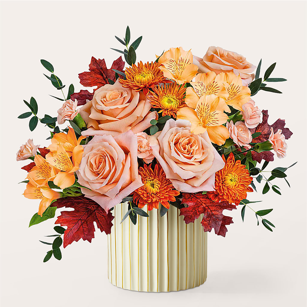 Spiced Latte Bouquet with Ivory Vase –  Petal Palace, Lamesa TX