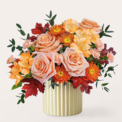 Spiced Latte Bouquet with Ivory Vase –  Petal Palace, Lamesa TX