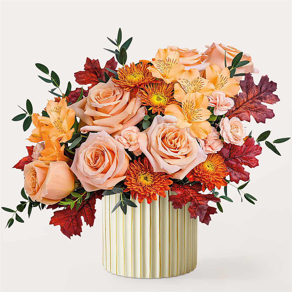 Spiced Latte Bouquet with Ivory Vase –  Petal Palace, Lamesa TX