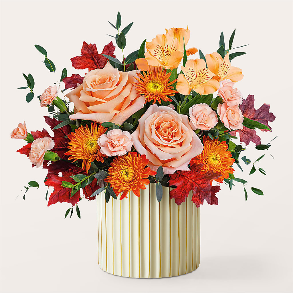 Spiced Latte Bouquet with Ivory Vase –  Petal Palace, Lamesa TX
