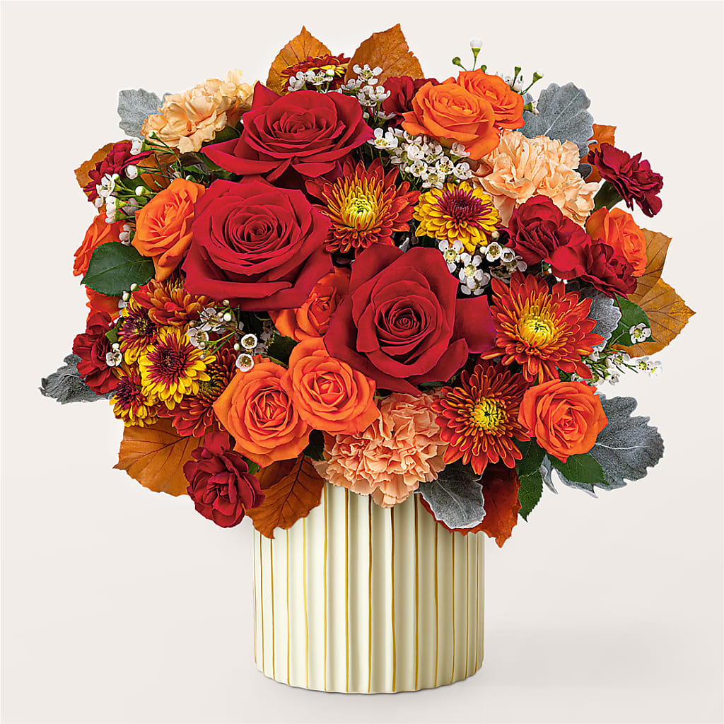 Merlot Bouquet with Ivory Vase –  Petal Palace, Lamesa TX
