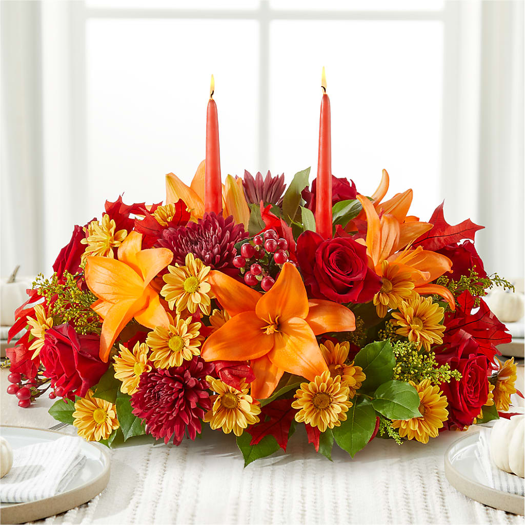 Autumn's Embrace Centerpiece –  Petal Palace, Lamesa TX