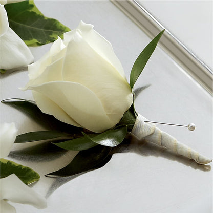White Rose Boutonniere –  Petal Palace, Lamesa TX